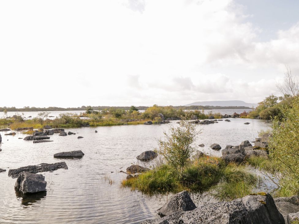 A lake with rocks and bushes at Lakeside in Cahir near Ballinrobe County Mayo
